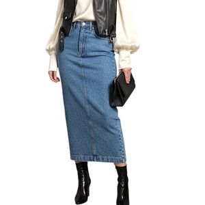 Vtg 80s 90s Cobra rigid cotton denim fitted high rise long pencil maxi skirt 7